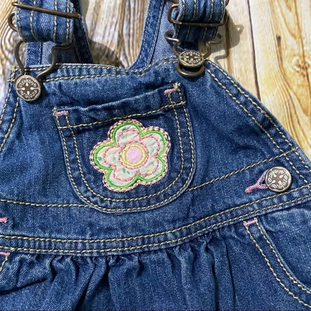Oshkosh Blue Denim Floral Overall Dress